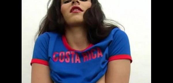  Costa Rican island girl teasing in a soccer uniform